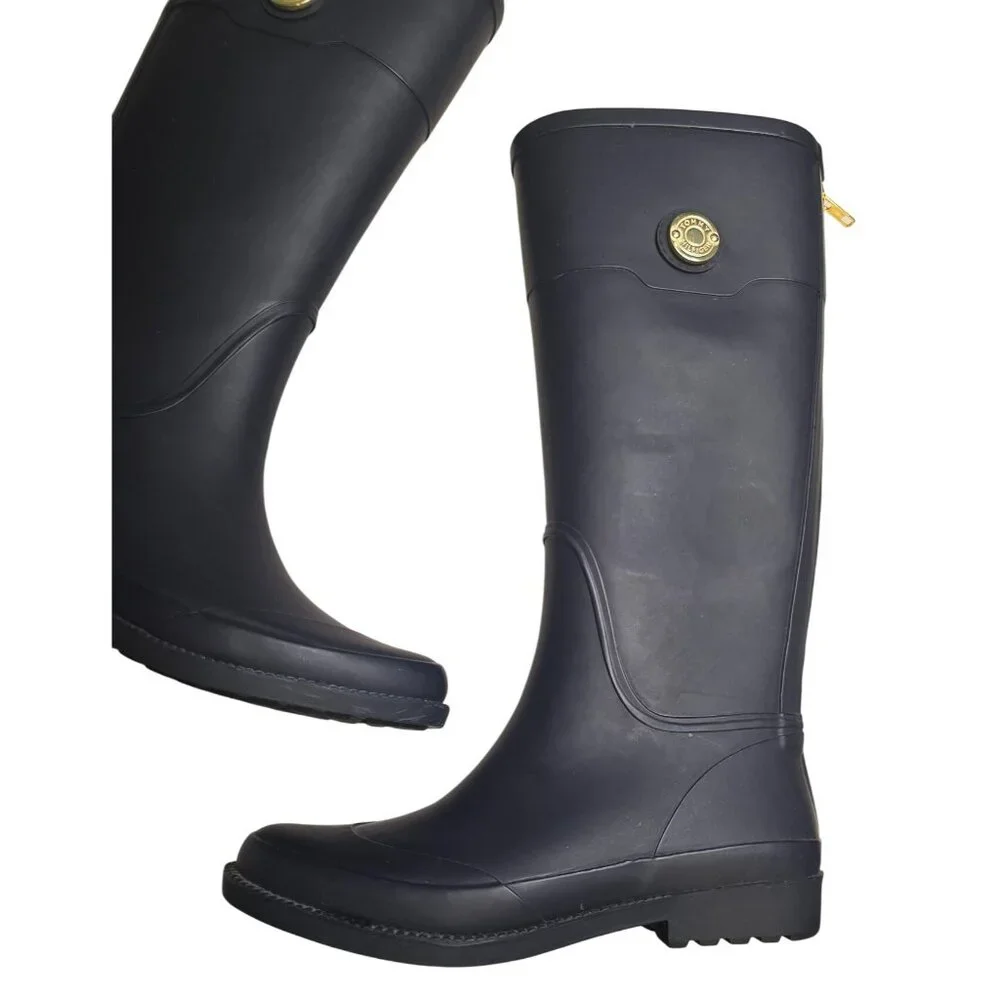 Tommy Hilfiger Calipso Rubber Rain Boots Navy Blue Size 7 - Picture 3 of 9